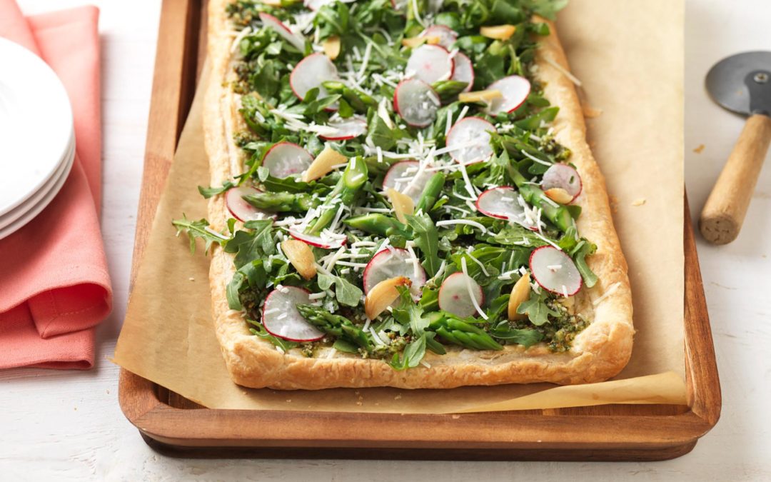 Green Pesto Puff Pastry Pizza